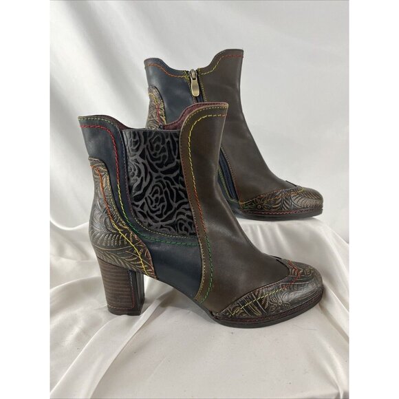 Multicolor Ankle Boots with Intricate Patterns - Picture 2 of 16